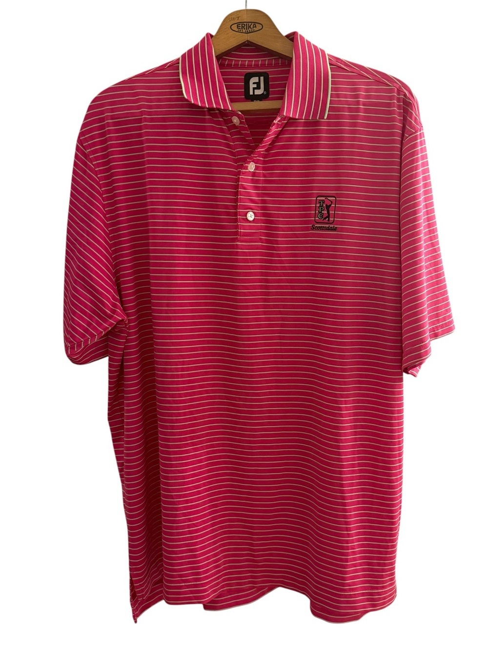 FootJoy Men's Pink Striped Performance Polo TPC